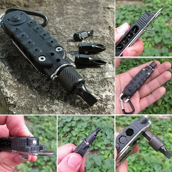 

Mini Multifunctional Survival Camping Tool Magic Bottle Opener Screwdriver with LED Light Outdoor survival gear