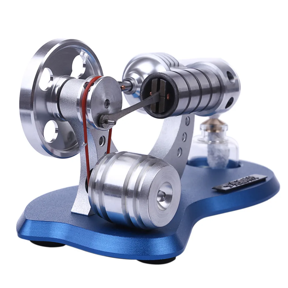 

Free Shipping Metal Cylinder Bootable Stirling Engine Model Micro External Combustion Engine Model - Peacock Blue Baseboard Hot