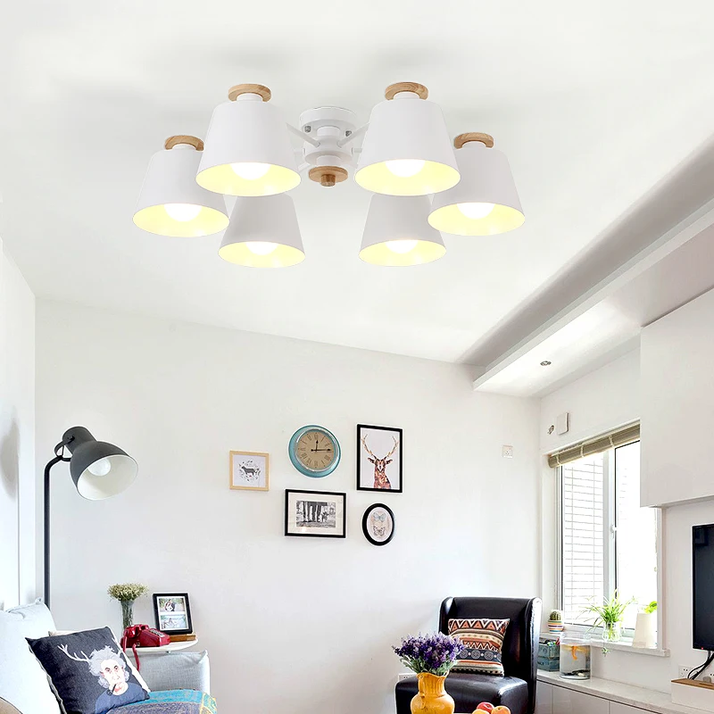 LukLoy Nordic LED sufitowe światło żelazne klosz do salonu oświetlenie wiszące Lamparas Colgantes drewniany połysk LukLoy Nordic LED sufitowe światło żelazne klosz do salonu oświetlenie wiszące Lamparas Colgantes drewniany połysk