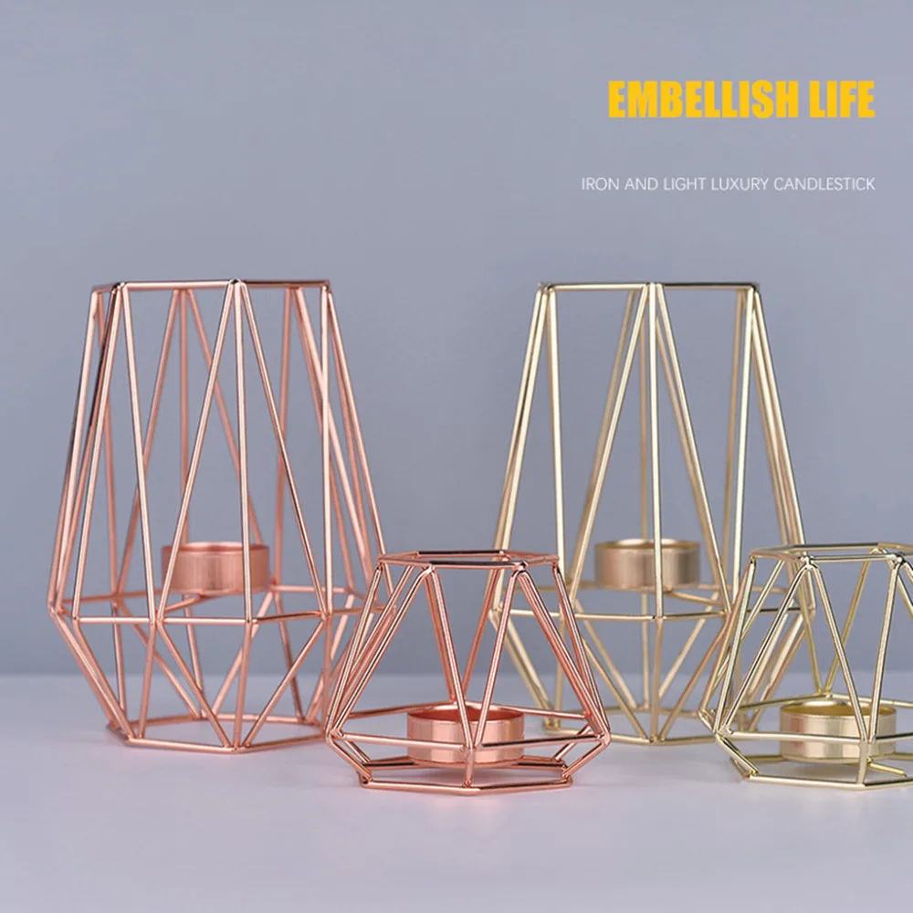 

Nordic Style Wrought Iron Geometric Candle Holders Home Decoration Metal Crafts