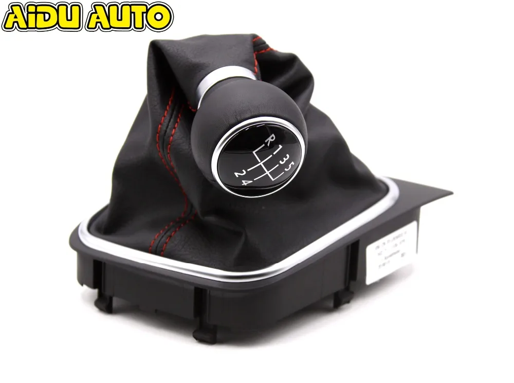 

Shift Knob Leather Red Line Manual Transmission MT Gear Shift Knob Cover For VW Golf 6 MK6 Jetta 5 MK5 1KD 711 113 A