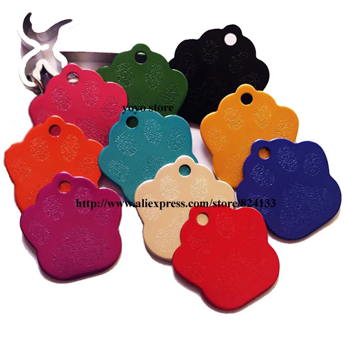 500pcs/lot cheap wholesale id dog tag pet name tag pendant charm paw