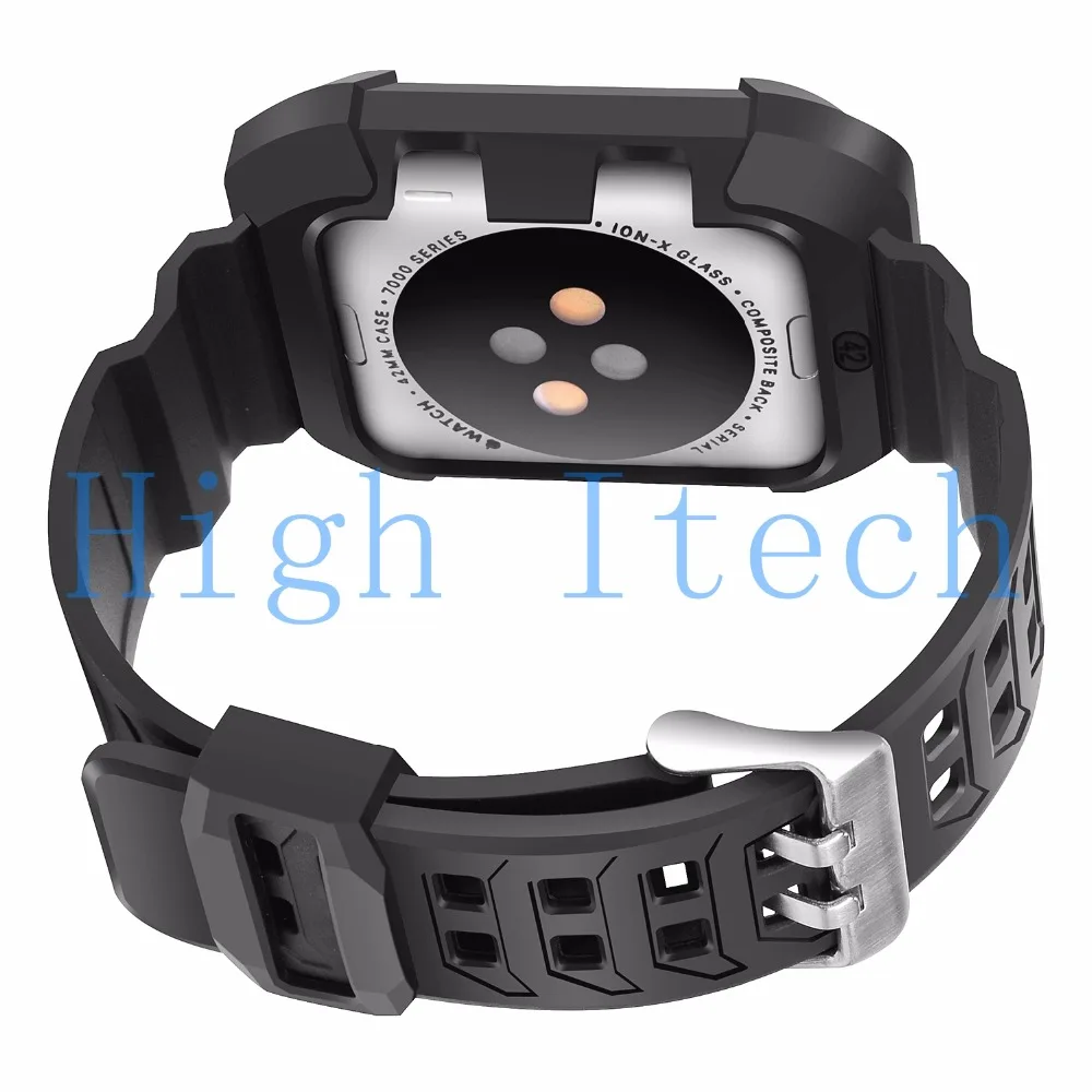 Ударопрочный Прочный защитный чехол с черными ремешками для Apple Watch 42 мм Серия 2