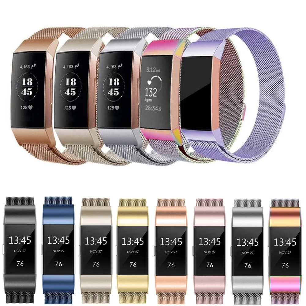 

Magnetic Metal Stainless Strap for Fitbit charge 3 Milanese Loop strap strap for Fitbit smart bracelet Accessories Belt
