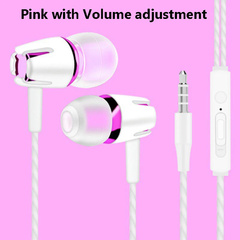 Pink with Volume Soulusic проводные наушники, светящиеся наушники, регулировка громкости, головка телефона, в ухо, стерео, Спортивная гарнитура с микрофоном - Цвет: Pink with Volume