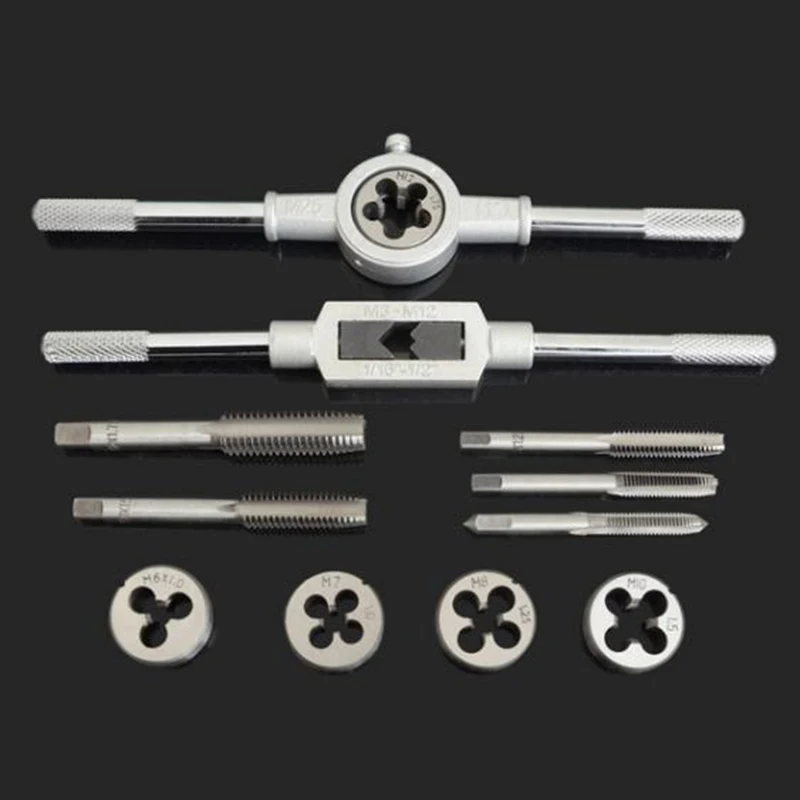 QUK  Wrench Hand Tap And Die Set Hand Spiral Point Straight Fluted Screw Traight Taper Reamer Alloy Metal Tools 1220Pcs M3M125
