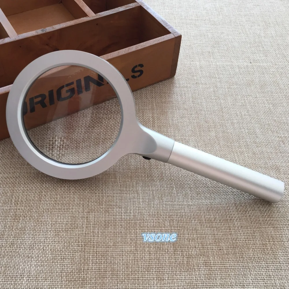 

12 LED Magnifying Glass 2.5X 5X 90mm Jewelry Zoom Loupe Illumination Zinc Alloy Metal Pocket Hand Held Magnifier Fresnel Lens