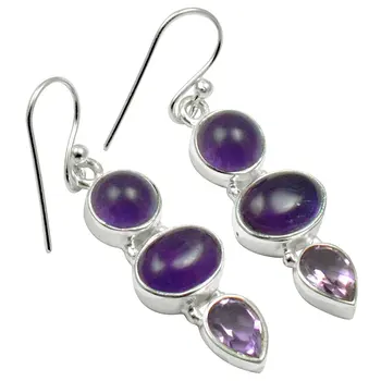 

Lovegem Genuine Amethyst EARRINGS 925 Sterling Silver, 40mm, AE2011