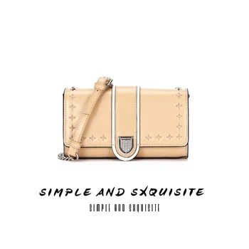 

New Sale Polyester The New Spring And Summer Cow Leather Handbag Shoulder Straps Folder Satchel Bag Small chain bag