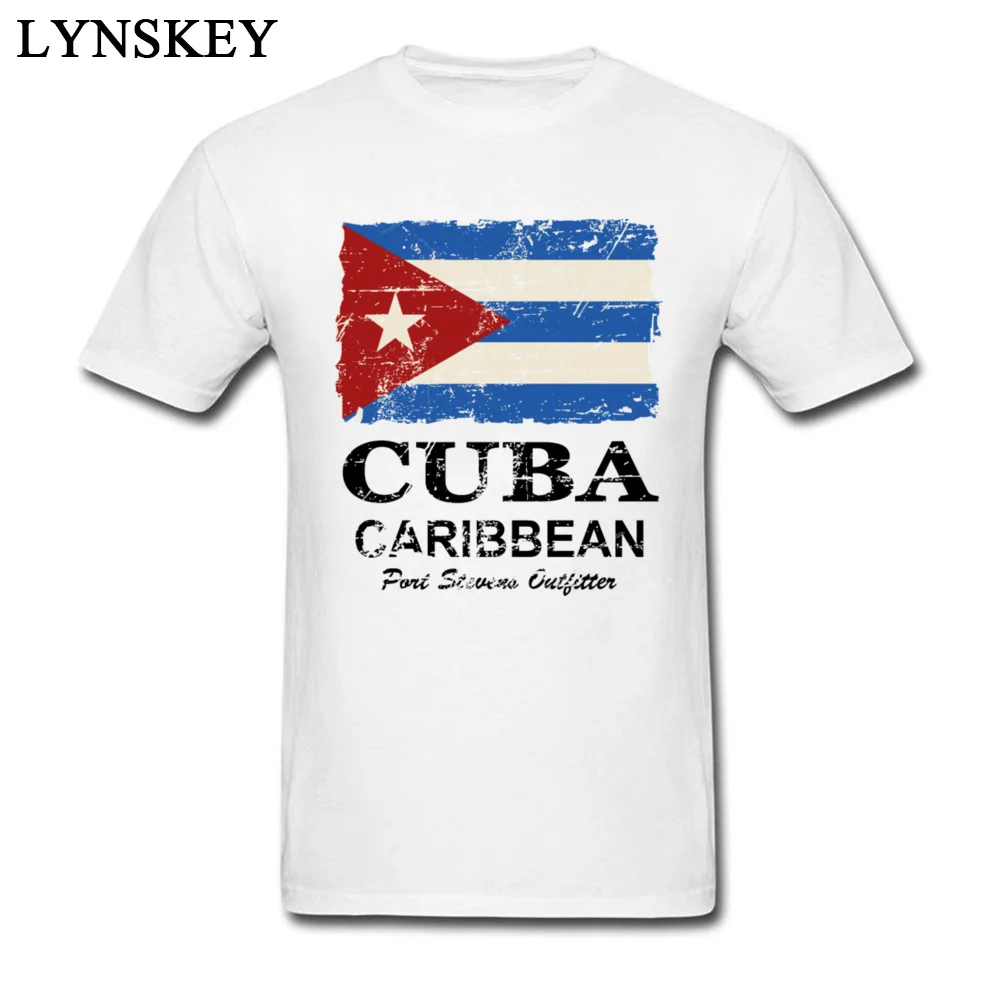 Cuba Flag - Vintage Look O-Neck Men T Shirt Summer Autumn Custom Tops T Shirt Short Sleeve Fashionable 100% Cotton Normal Tee Shirts Cuba Flag - Vintage Look white