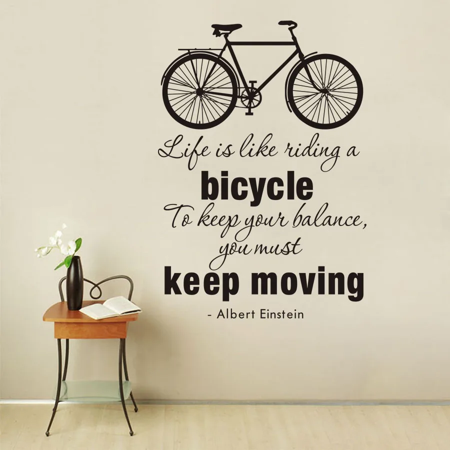 Life Is Like Riding A Bicycle Quote Bike Wall Sticker DIY Cycling Words Vinyl Bike Wall Art Decal Sticker Mural Home Decoration in Wall Stickers from Home