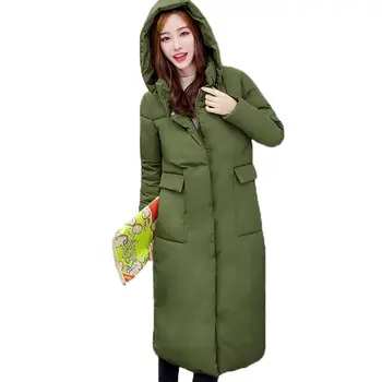 

High Quality 2017 Winter Women Fashion X-long Cotton Coat Plus Size Hooded Thicken Wadded Jackets Female Overcoat NW0011