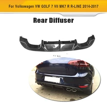 MK7 Carbon Fiber Rear Bumper Exhaust Diffuser Lip Spoiler for Volkswagen VW GOLF 7 R R LINE Hatchback Only 14-17 Non Standard abs car rear roof spoiler wing window lip for vw volkswagen golf 7 2014 2018 mk7 7 7 5 gti r bumper only