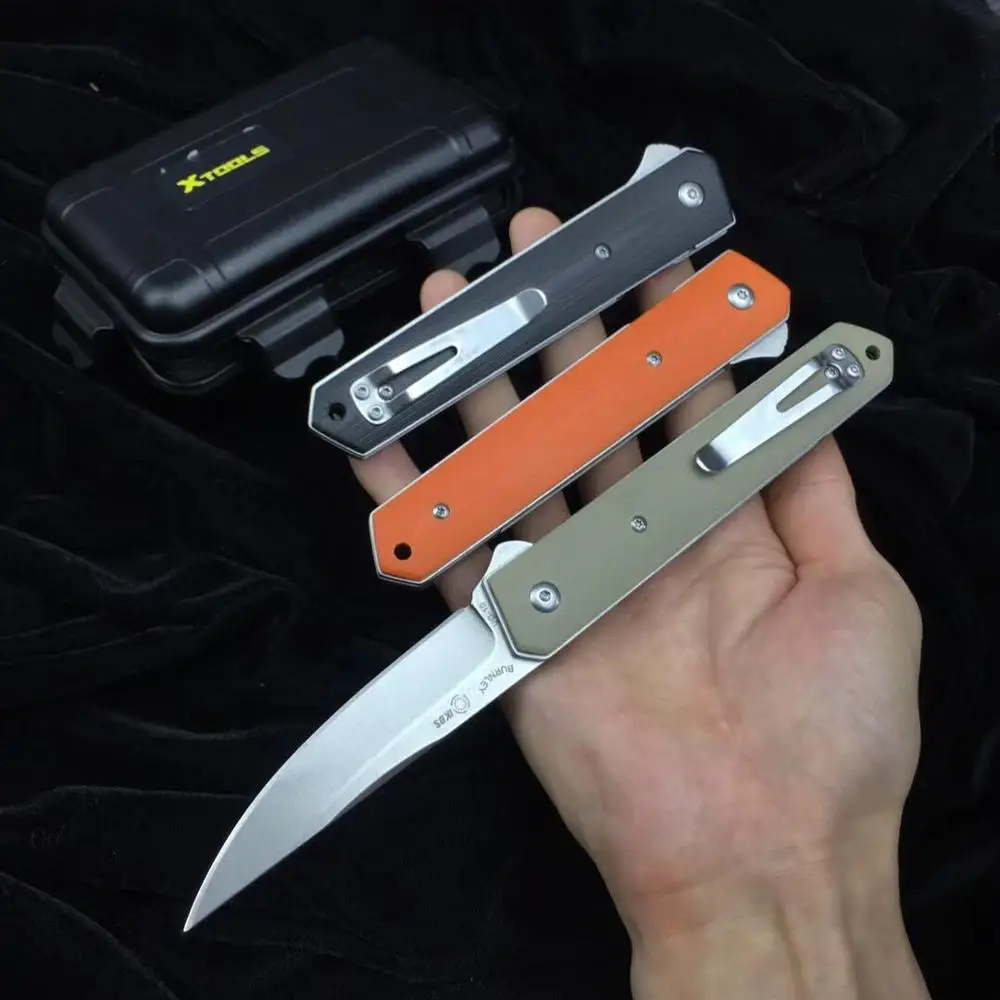 

Trskt Tactical Kwaiken Folding Knife 9cr18mov ,Stone Wash, G10 Handle Hunting Knife Survival Camping Pocket Knives Outdoor Tool