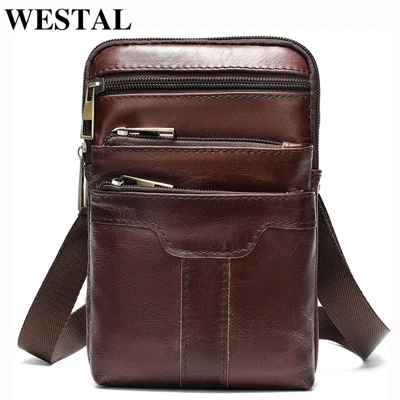 WESTAL натуральная кожа поясная сумка Мужская Дизайнерская поясная сумка модный ремень сумка мужская кожаная поясная сумка для телефона
