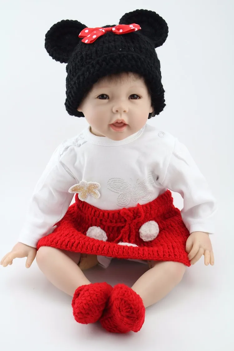 

22" bebe alive Reborn silicone Babies Dolls 55cm simulation handmade knitting dress real reborn toy kids Birthday Xmas Gift
