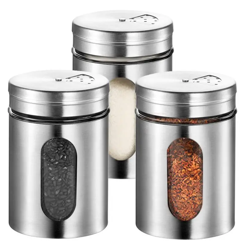 Stainless Steel Salt Pepper Shaker Egg Shape Home Spice Bottle Seasoning Shaker 