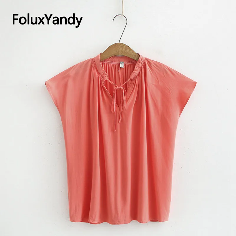 

2019 Summer Tops Batwint Sleeve T-shirts Women Plus Size V-neck Casual Loose Short Sleeve Tops KKFY3777