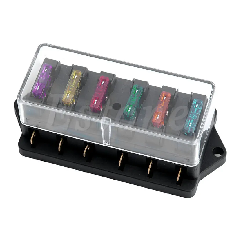

Drop Ship New 12V/24V Car 6 Way Circuit Standard ATO Blade Fuse Box Block Holder + 6 Fuses