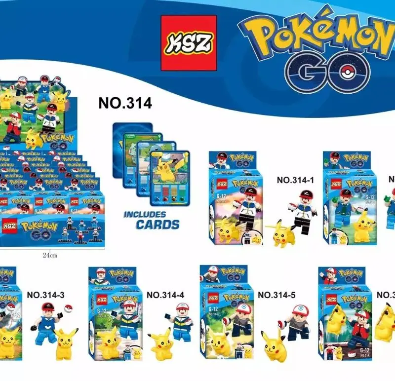 

6pcs/set New Compatible With Lego Poke Ball Building Blocks Action Figure Model Set Minifigure Toys for Children Baby Kids Gift