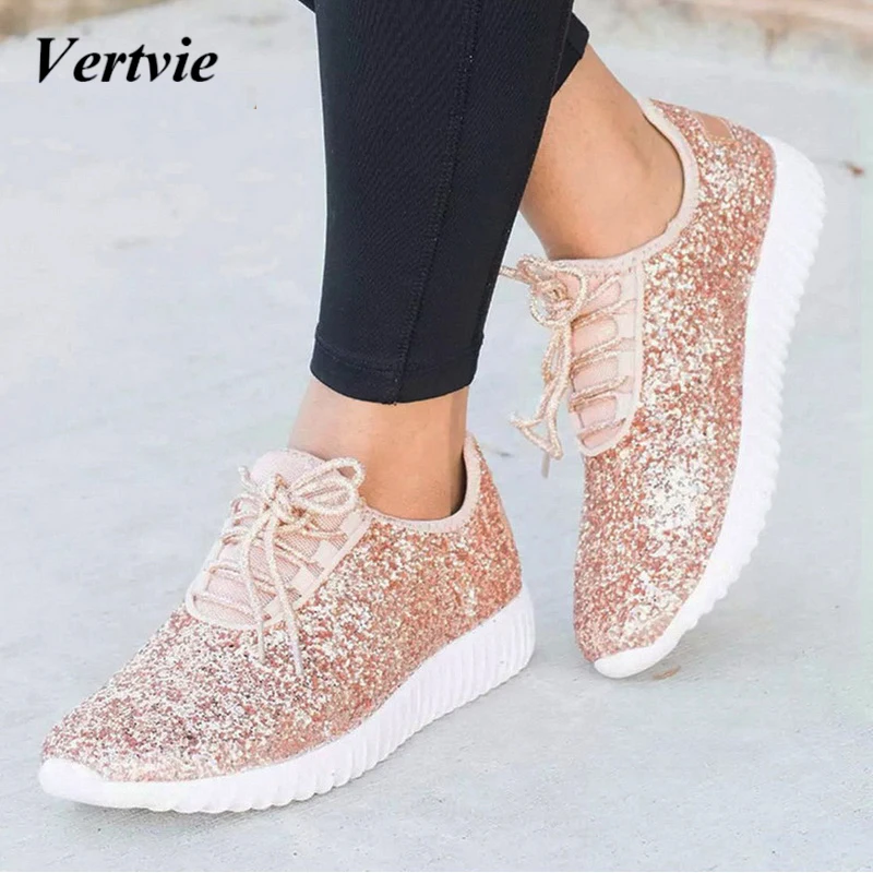 

Vertvie Women Sneakers Summer Shining Glitter Bling Sequin Gold Silver Shoes For Female Woman Casual Sparkly Shoes Plus Size 43