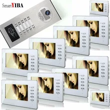 SmartYIBA RFID Access Home Video Intercom For 10 Unit Apartments 7″ Color Screen Video Intercom Door Phone System Doorbell Kits