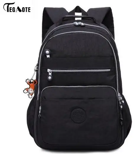 TEGAOTE рюкзаки для женщин подростков девочек школьный женский рюкзак, Mochila Feminina Kipled рюкзак для ноутбука дорожные сумки повседневные сумки - Цвет: black