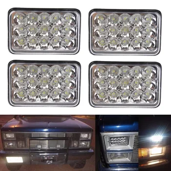 

4x Rectangular 4x6 Inch LED Headlight Sealed Beam Replace HID H4651 H4652 H4656 H4666 H6545 For Peterbilt Kenworth FREIGHTLINER