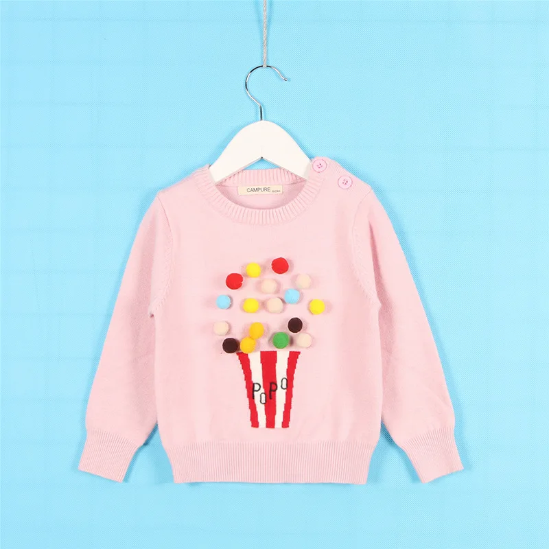 Campure/Новинка г., осенний свитер для маленьких девочек Детские вязаные свитера с рисунком «попкорн» для девочек, вязаный свитер пуловер для девочек, одежда