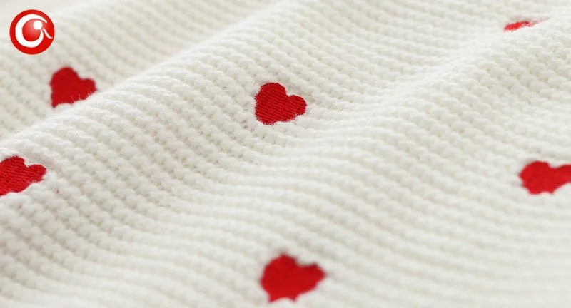 Children Girls Cardigan Heart Design Sweater Kids Long Sleeve O Neck Warm Pullover Knitted Clothes New Year Baby Clothing 2-6Y (8)