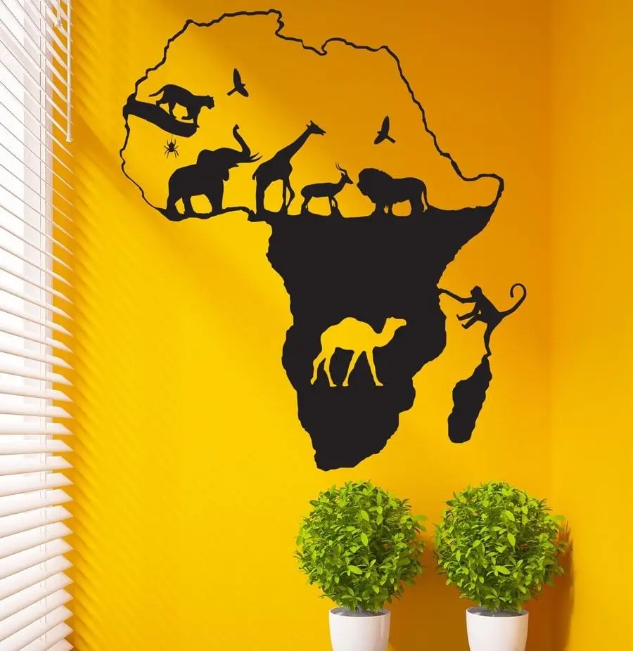 Removable Safari Elephant Giraffe Wall Decal Africa Anima Sticker Home Decor Vinyl Mural Map Vinilos Paper ES-59 | Дом и сад