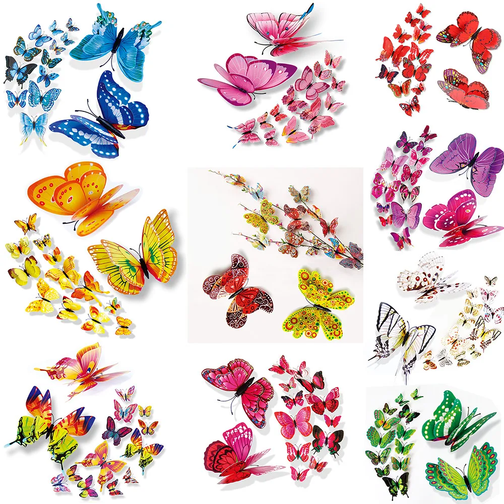 

2019 3D DIY Wall Stickers Fridge Magnet Home Decor Butterfly Stickers for Living Room Bedroom Decal Art Mural Adesivi Murali