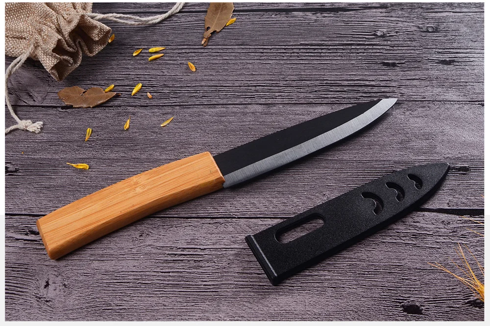 XYj 6 inch Chef Kitchen Knife Ceramic Knife Bamboo Handle Zirconium Oxide Black Blade High Quality Cooking Knife Kitchen Gift