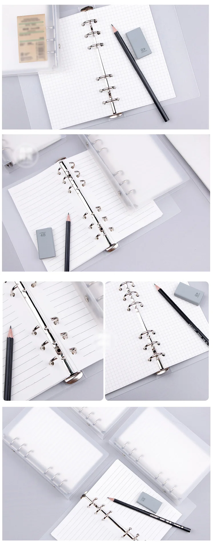 48K Transparent Matte Loose Leaf Notebook Refill Spiral Binder Planner Inner Page Inside Paper Dairy Line Grid Office Supplies