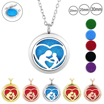 

Stainless steel aromatherapy necklace 20mm 25mm 30mm magnetic closure essential oil diffuser necklace perfume locket jewelry
