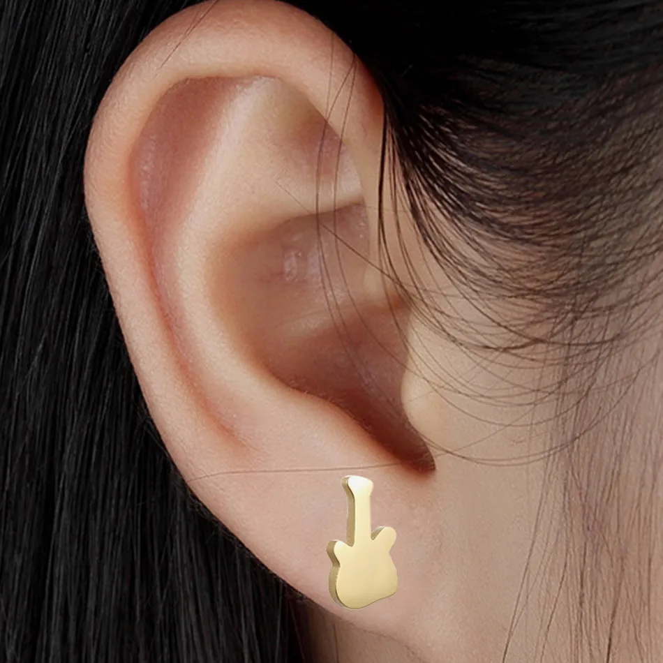 FGifter Rock Music Earrings For Men Women Stainless Steel Stud Earring