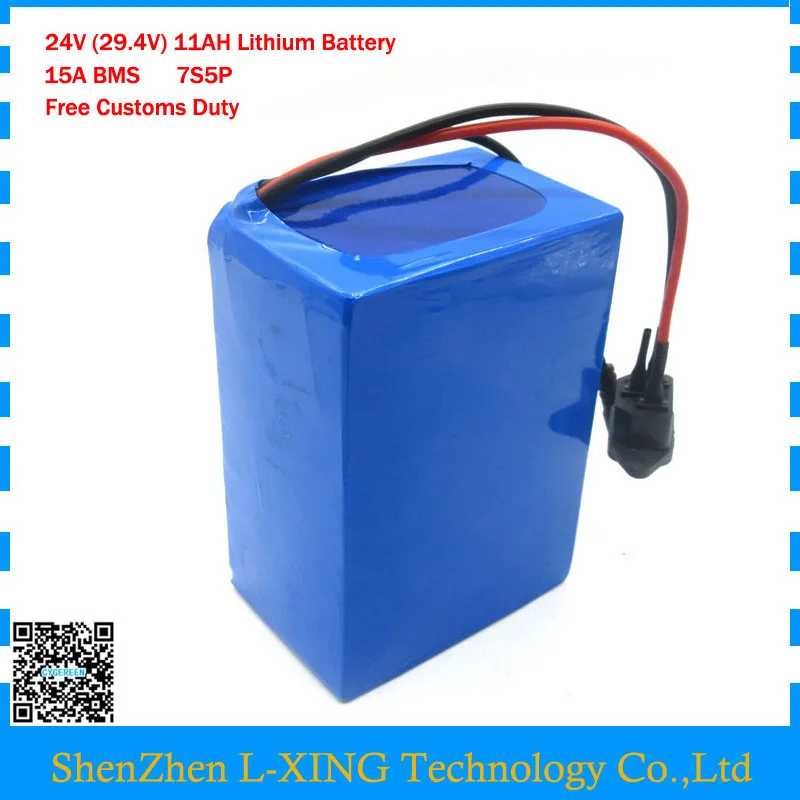 

250W 24V 11AH battery 24V 7S5P battery pack 350W Lithium ion batterie 24 V 11ah with 2A Charger Free shipping Free customs fee