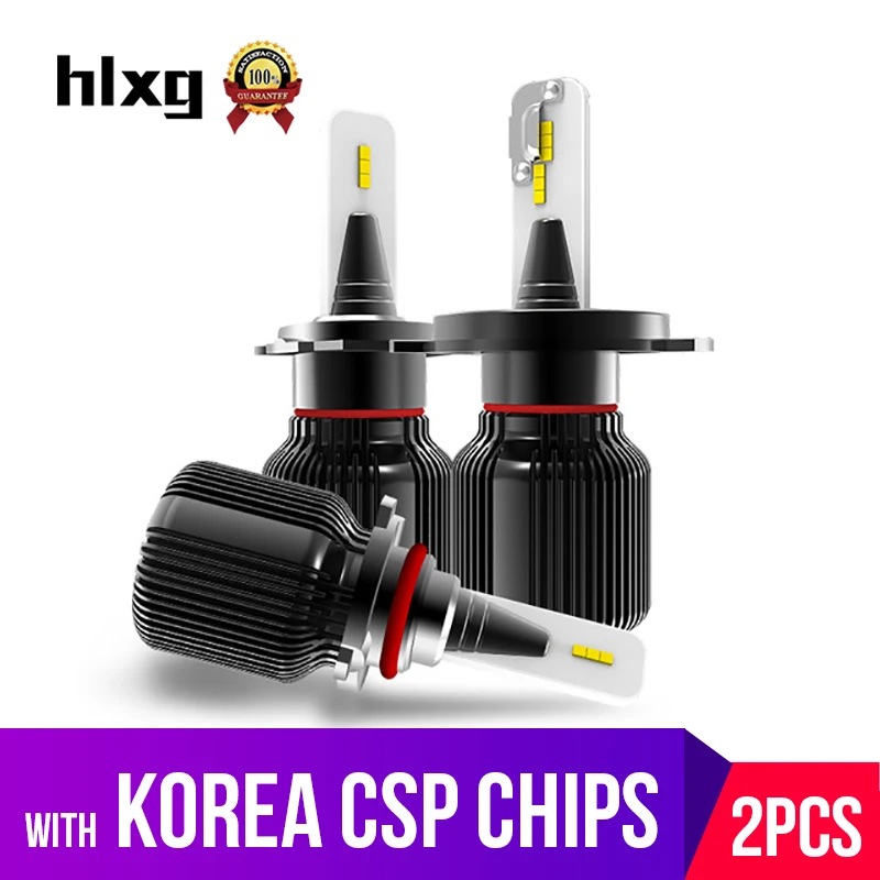 Hlxg с корейскими ЧИПАМИ CSP H4 H7 светодиодная лампа для автомобиля H8 h11 Светодиодный