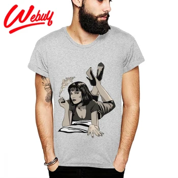 

Leisure Pulp Fiction Mia Wallace T shirt Top design New Arrival Tees Male 2019 New Round Neck Homme Tee Shirt
