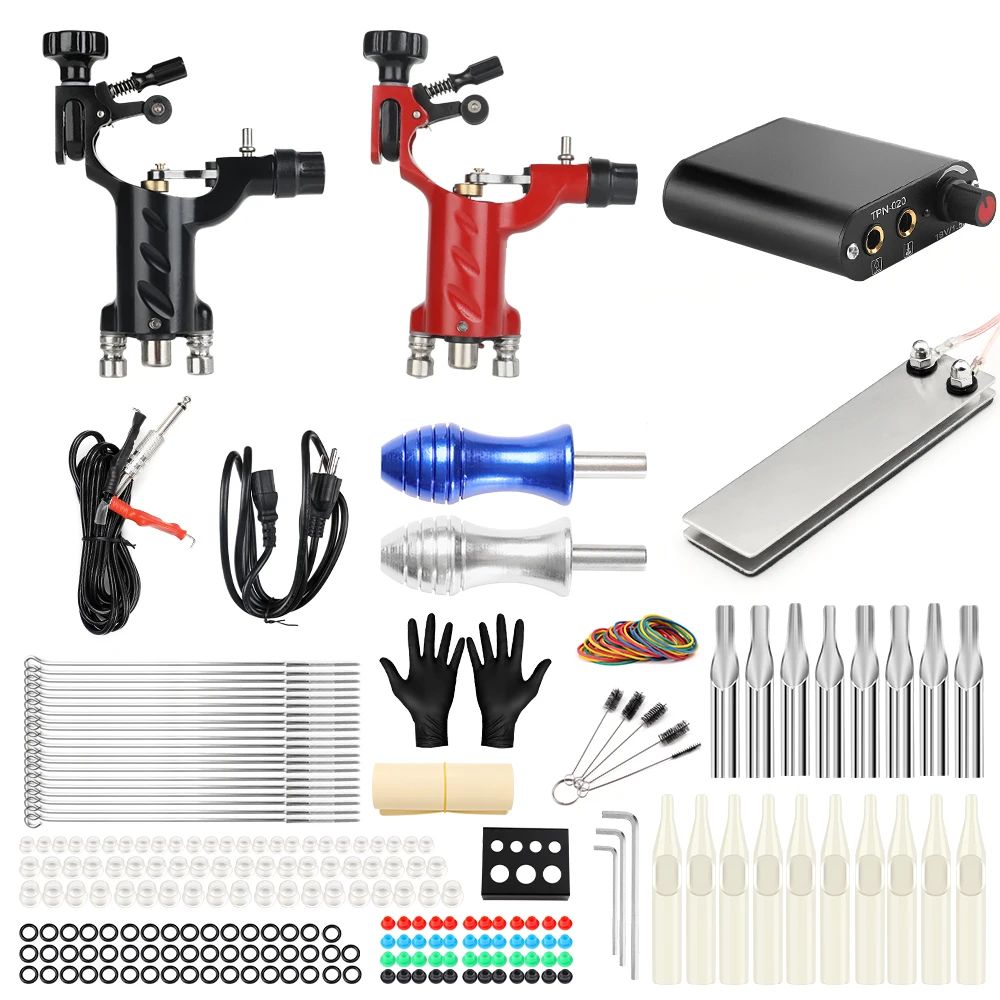 

Solong Tattoo Starter Tattoo Kit 2 Pro Rotary Tattoo Machine Guns Kit Power Supply Needles Grips Tips Tattoo Accesories TK201-16