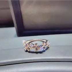 Ani 18 К розовое золото (AU750) женские свадебные кольца сертифицированных I-J/SI 0.123 КТ круглой огранки Валентина обещание кольцо для обручальных