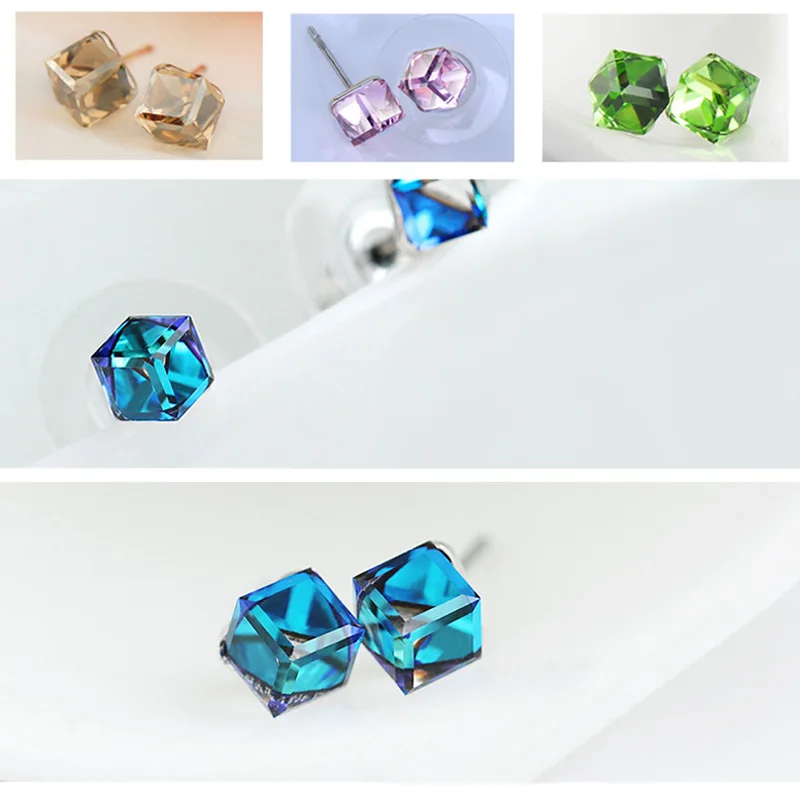 4Pairs Cute Bling Bling Cubic Crystal Stud Earring For Women Girls Rhinestone Earing With Stones Brinco Wedding Jewelry Gift 5