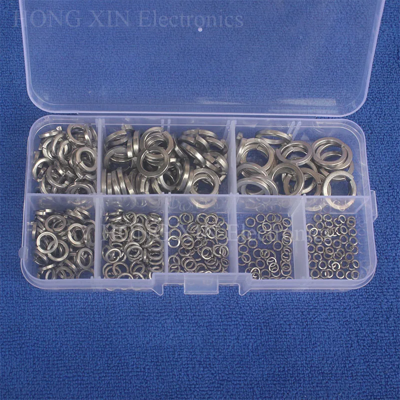 360pcs/set Stainless Steel Spring Washer Assortment Kit M2/M2.5/M3/M4
