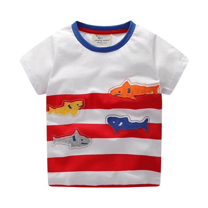 

NEAT Baby boy clothes 2018 Short sleeve Boy T-shirt 100% cotton stripe applique kids clothes summer children clothing 6834