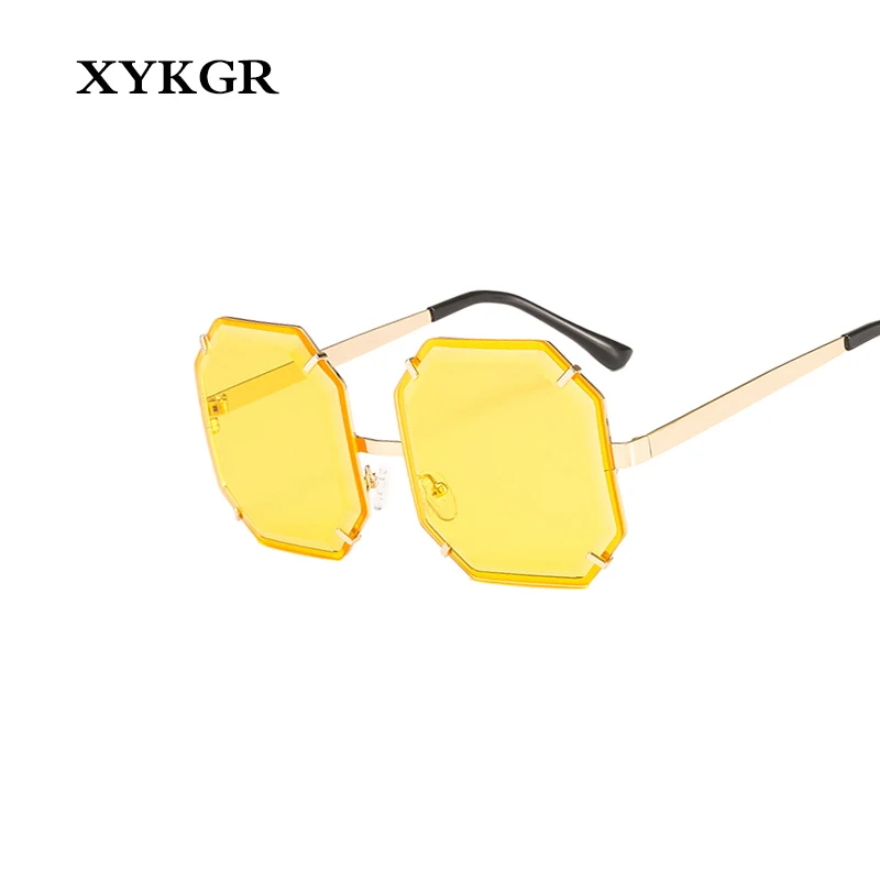 XYKGR новые нестандартные безрамные Солнцезащитные очки женские европейские и американские Солнцезащитные очки женские брендовые дизайнерские красные желтые солнцезащитные очки UV400