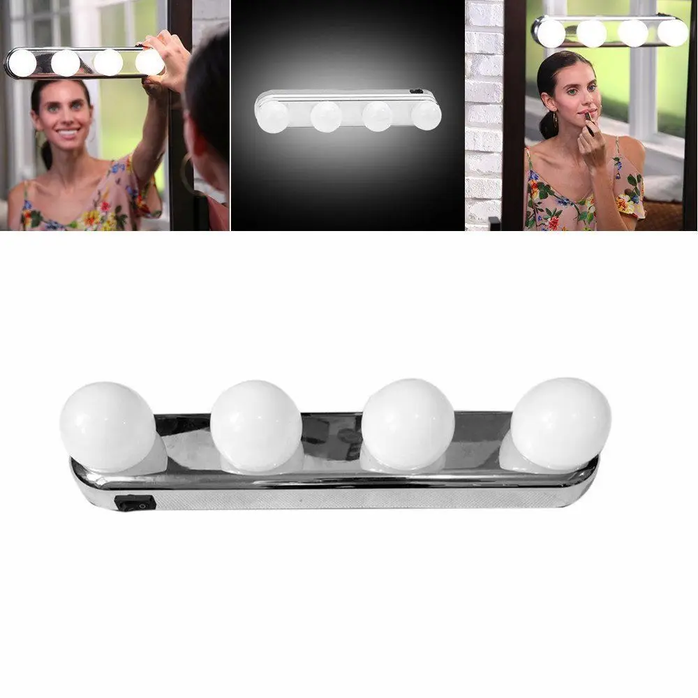 

4 light bulbs Led cosmetic mirror lamp suction cup installation dresser dressing table lamp battery powered woman gift