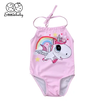 

Unicorn Horse Swimsuit Girl Kid Rainbow Swim Suit Newborn Baby Girl One Piece Swimwear 2018 Summer Bikini Baby Bathing For Girls