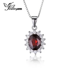 JewelryPalace 3ct Oval Princesa Diana Kate Natural Rojo Granate Colgante Pure 925 Joyas de Plata Para Las Mujeres Sin una Cadena