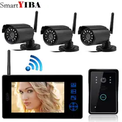 Smartyiba 7 "Цвет видео-телефон двери беспроводной Видеодомофоны Домофон домофона ИК-Ночное видение четыре Камера комплект