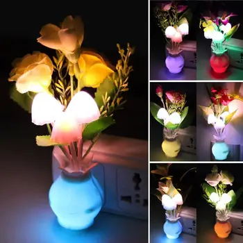 

Mushroom/ Rose Light Sensor Home Bedroom Decoration 0.2W Creative Lovely Colorful Nightlights Luminaria LED Night Light Lamp
